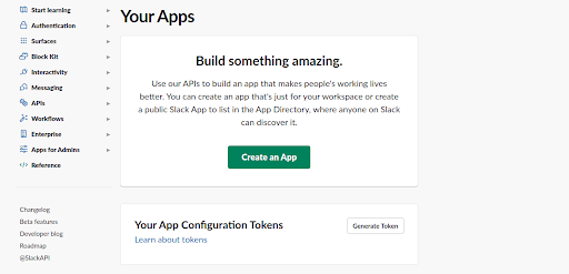 Slack Webhook URL - Create App